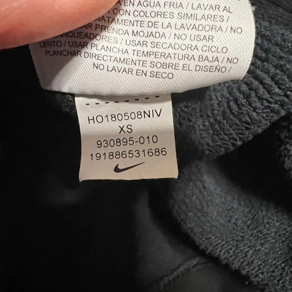 Nike Rally Sportswear Hoodie Womens XS Black Funnel Neck Fleece Oversized Long